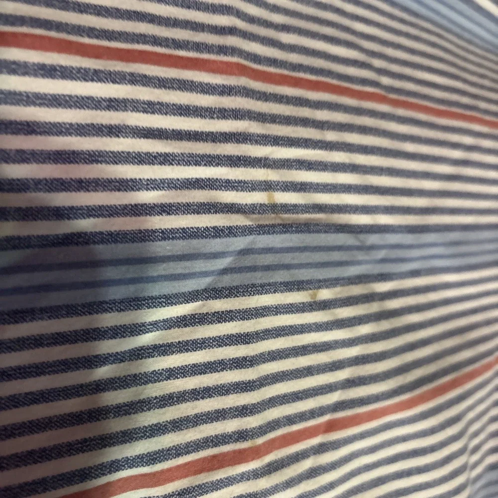 2 Pair Vintage Ralph Lauren King Sz Pillow Cases Blue White Light Orange Stripe